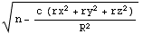 (n - (c (rx^2 + ry^2 + rz^2))/R^2)^(1/2)